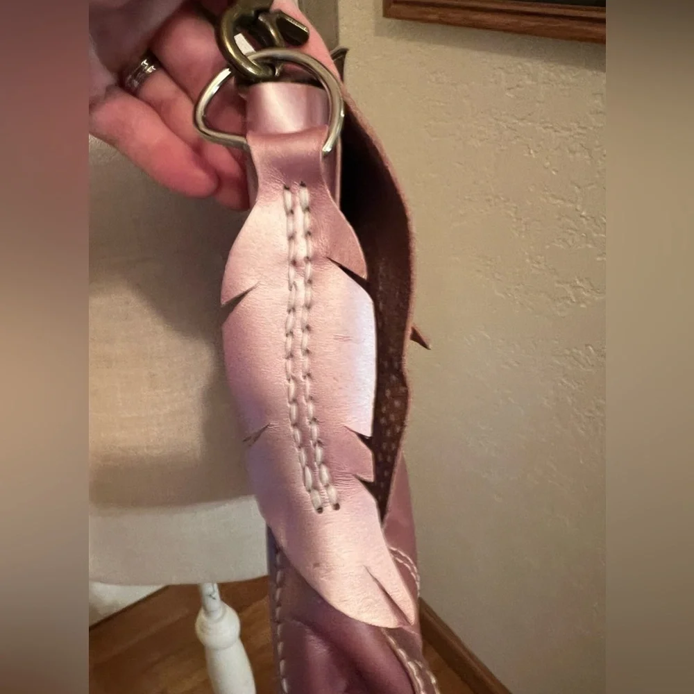 Unique Owl Design leather messenger Bag - Purple/pink